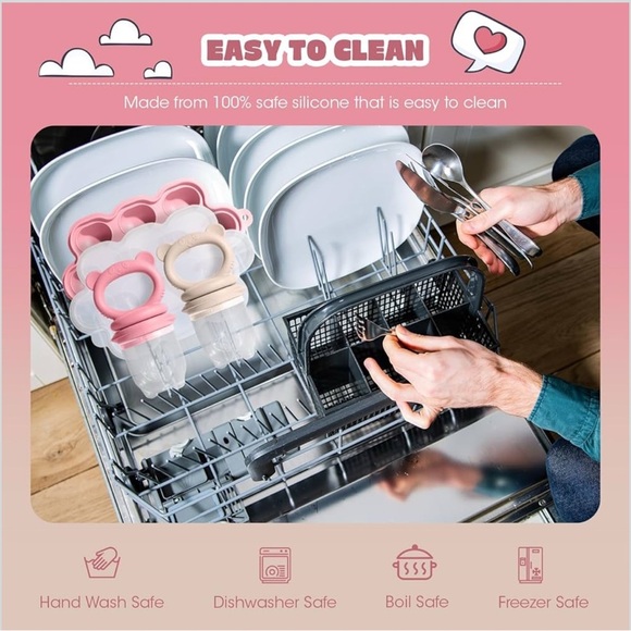 Baby Breastmilk Popsicle Molds & Fruit Feeder (2 Pack), Baby Pink/Purple NEW - Picture 9 of 11